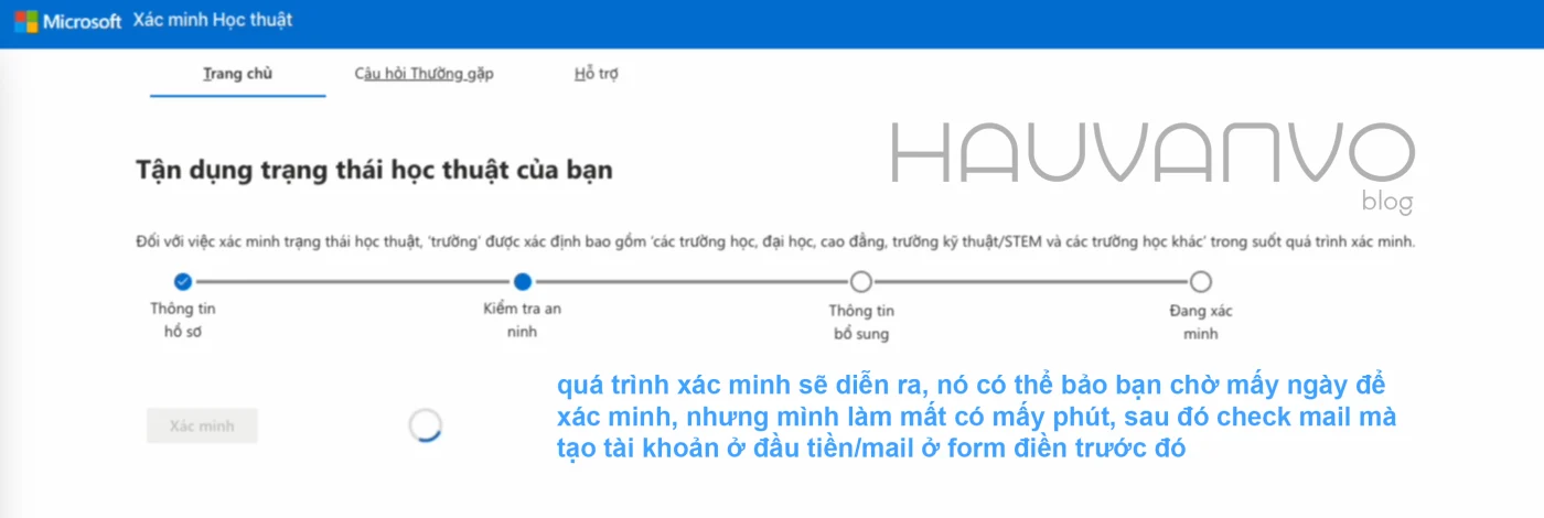 quá trình xác minh sinh viên