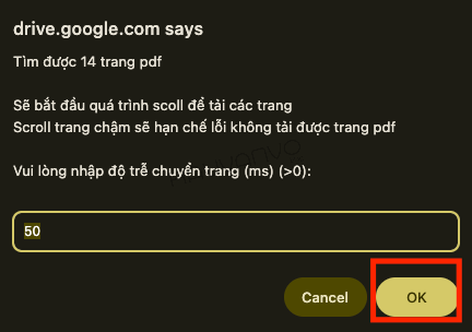 tải pdf bị chặn tải ở google Drive bước 2.3